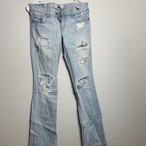 Hollister Light Blue Distressed Flare Jeans 8